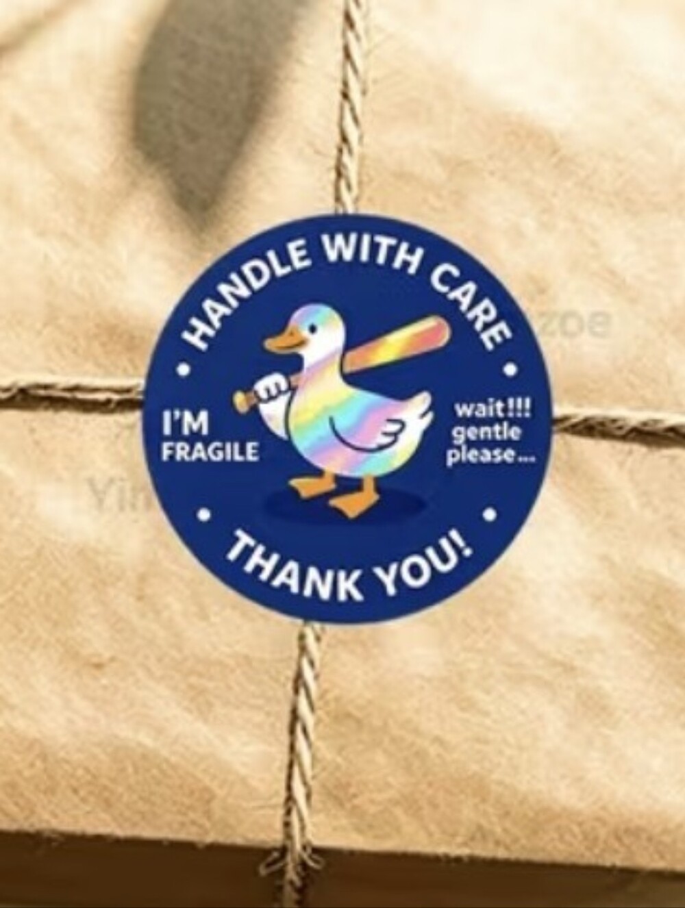 Handle With Care Blue Fragile Sticker - Duck Design Qty 96 - Picture 2 of 3